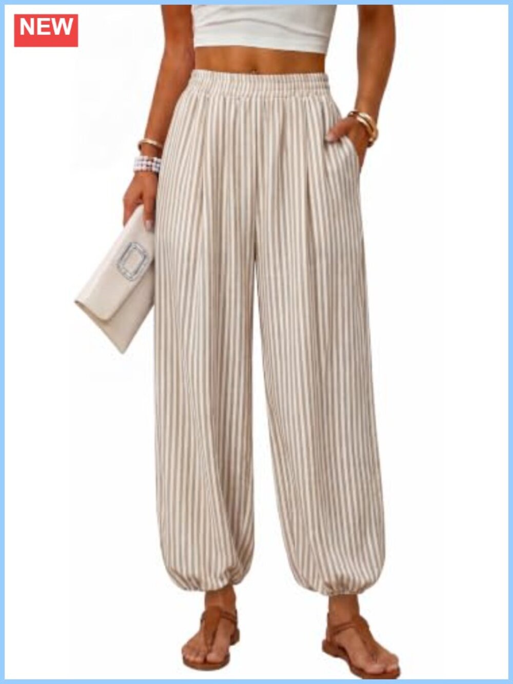 High Waist Balloon Pants for Women Flowy Wide Leg Trousers with Pockets 100%